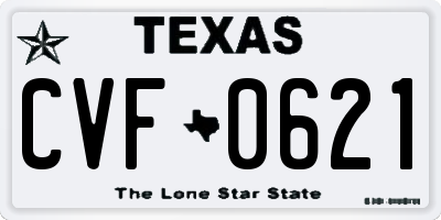 TX license plate CVF0621