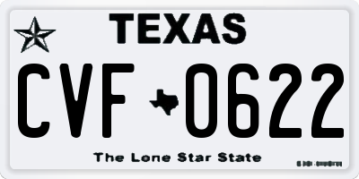 TX license plate CVF0622