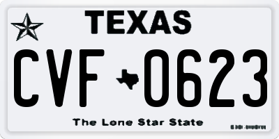 TX license plate CVF0623