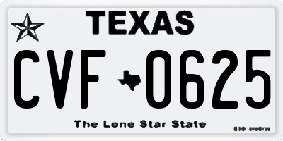 TX license plate CVF0625