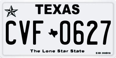 TX license plate CVF0627