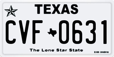 TX license plate CVF0631