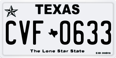 TX license plate CVF0633
