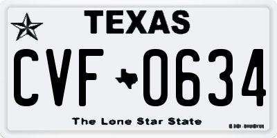 TX license plate CVF0634