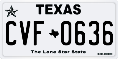TX license plate CVF0636
