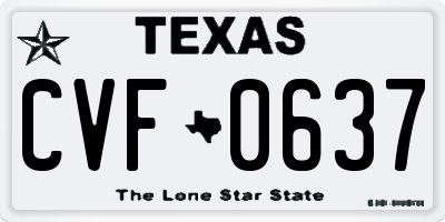 TX license plate CVF0637