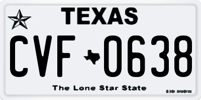 TX license plate CVF0638