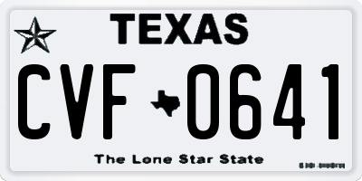 TX license plate CVF0641