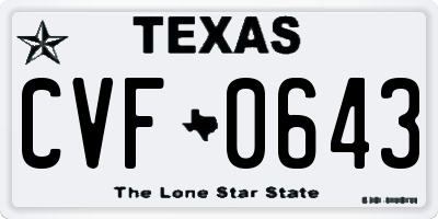 TX license plate CVF0643