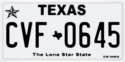 TX license plate CVF0645