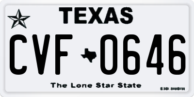 TX license plate CVF0646
