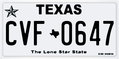 TX license plate CVF0647