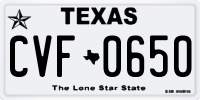 TX license plate CVF0650