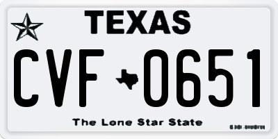 TX license plate CVF0651