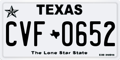 TX license plate CVF0652