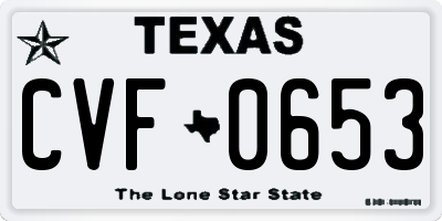 TX license plate CVF0653