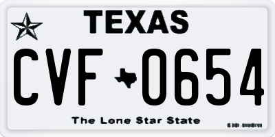 TX license plate CVF0654