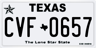 TX license plate CVF0657