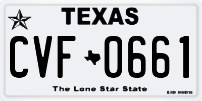 TX license plate CVF0661