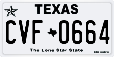 TX license plate CVF0664