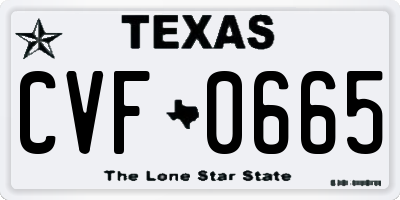 TX license plate CVF0665