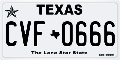 TX license plate CVF0666