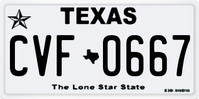 TX license plate CVF0667