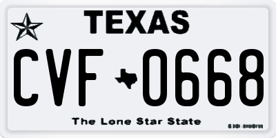 TX license plate CVF0668