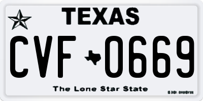 TX license plate CVF0669