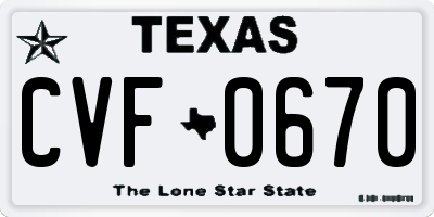 TX license plate CVF0670