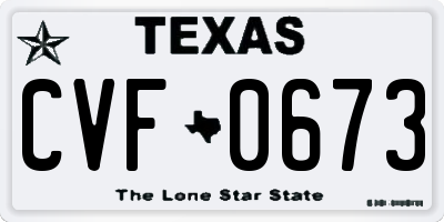TX license plate CVF0673