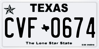 TX license plate CVF0674