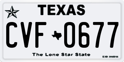 TX license plate CVF0677