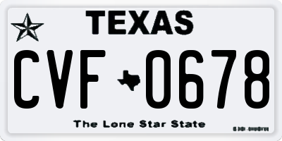 TX license plate CVF0678