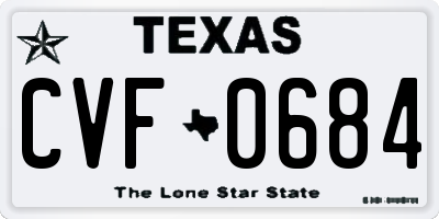 TX license plate CVF0684
