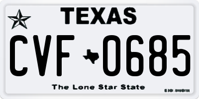 TX license plate CVF0685