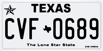 TX license plate CVF0689