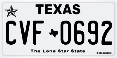 TX license plate CVF0692