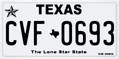 TX license plate CVF0693
