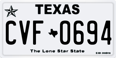 TX license plate CVF0694