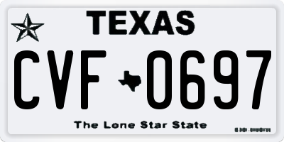 TX license plate CVF0697