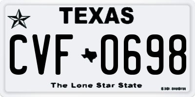 TX license plate CVF0698