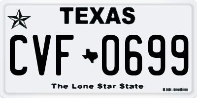 TX license plate CVF0699