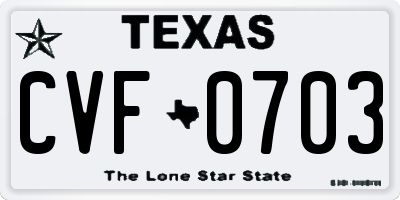 TX license plate CVF0703