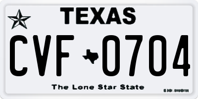 TX license plate CVF0704