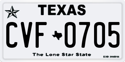 TX license plate CVF0705