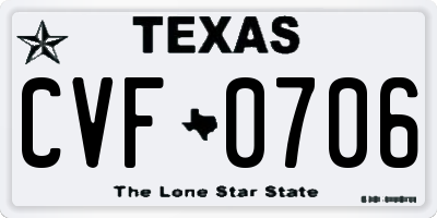 TX license plate CVF0706