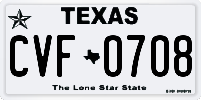 TX license plate CVF0708
