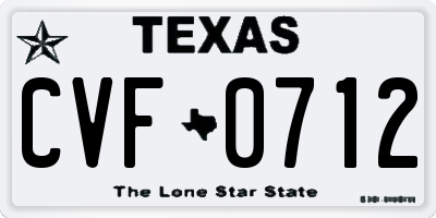 TX license plate CVF0712
