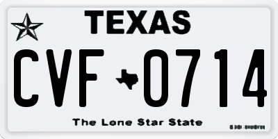 TX license plate CVF0714